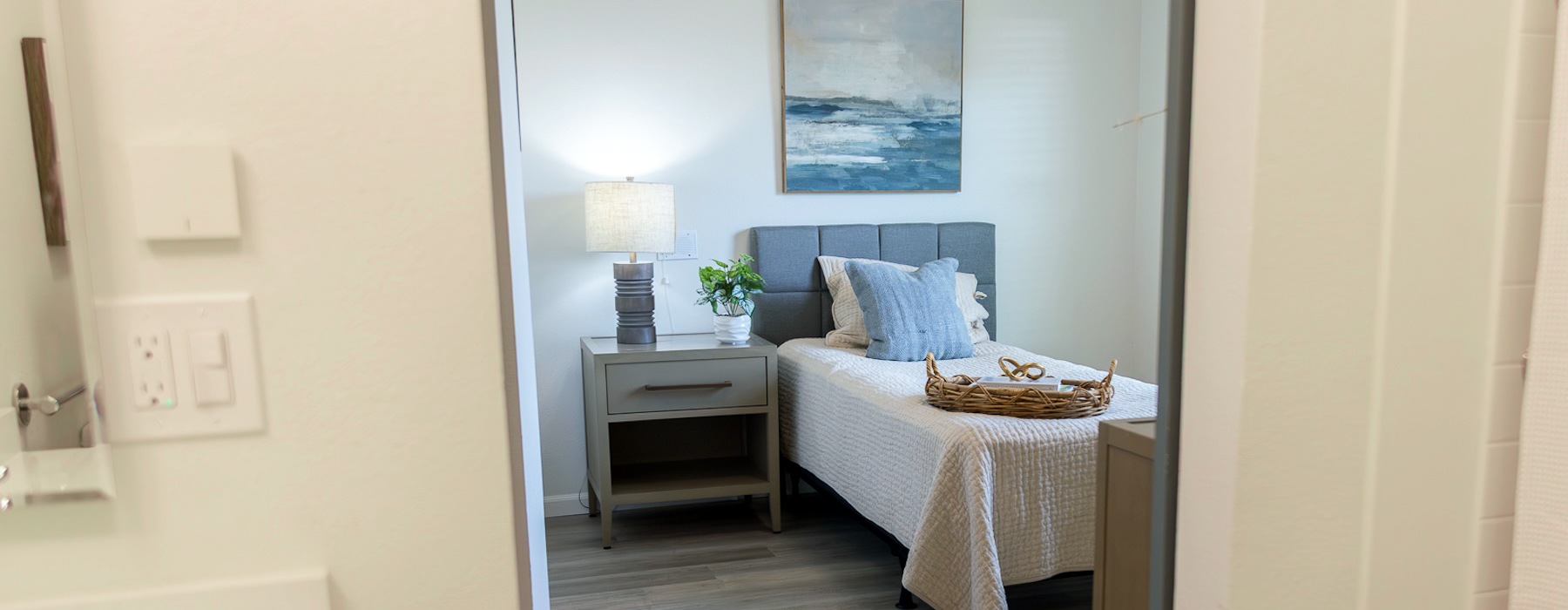 bedroom and connected bathroom